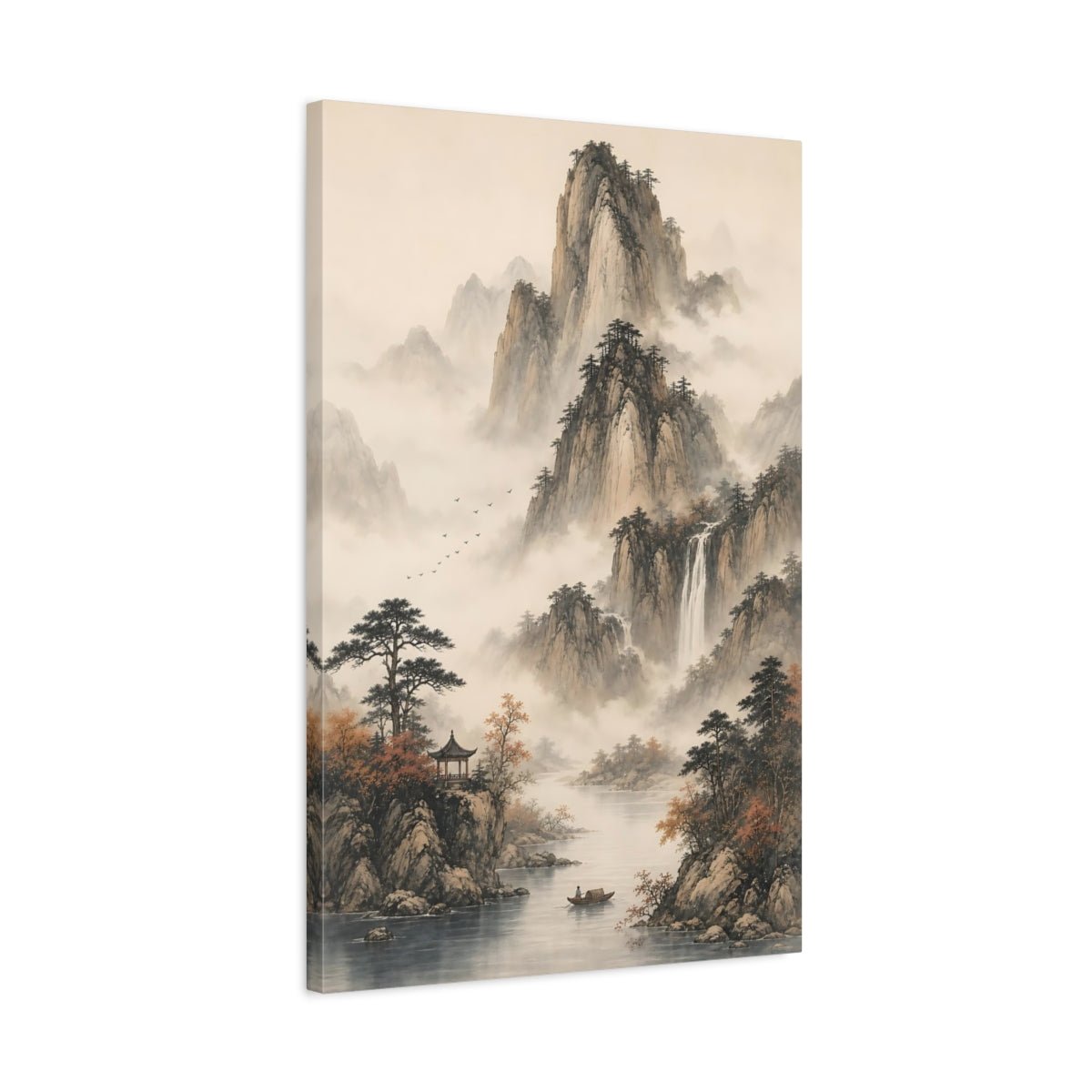 Nature Mountains Misty Landscape Canvas Print – Asian Art Decor for Living Room, Above Console Table - YesArtYes