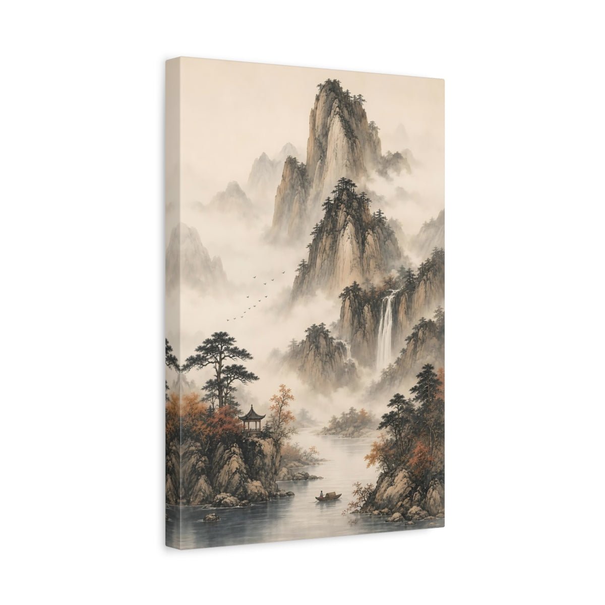 Nature Mountains Misty Landscape Canvas Print – Asian Art Decor for Living Room, Above Console Table - YesArtYes
