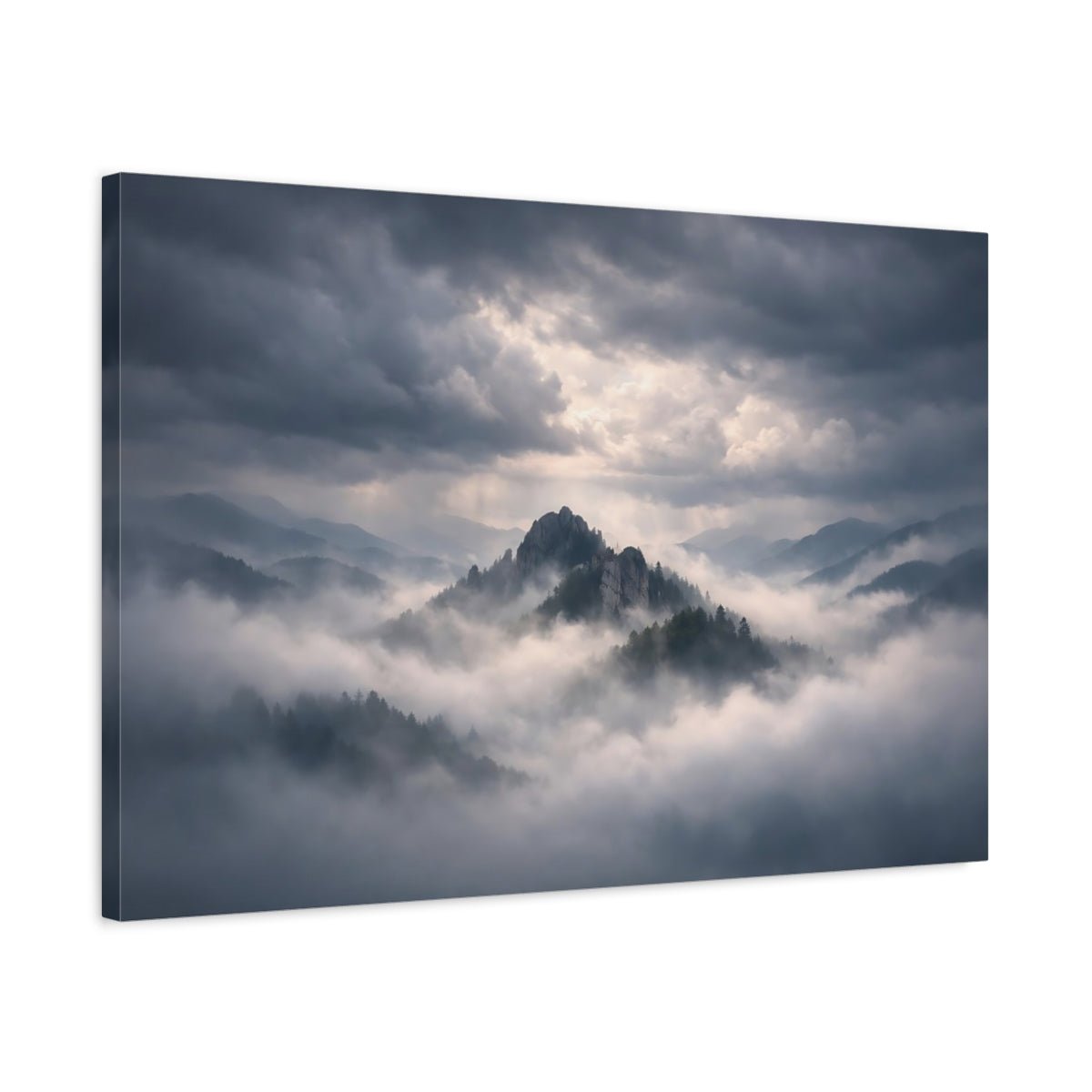 Nature Mountains Misty Landscape - Canvas Wall Art Print - YesArtYes
