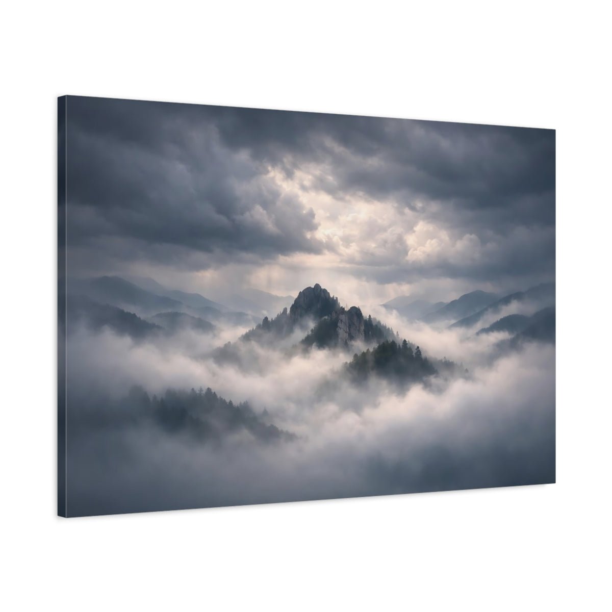Nature Mountains Misty Landscape - Canvas Wall Art Print - YesArtYes
