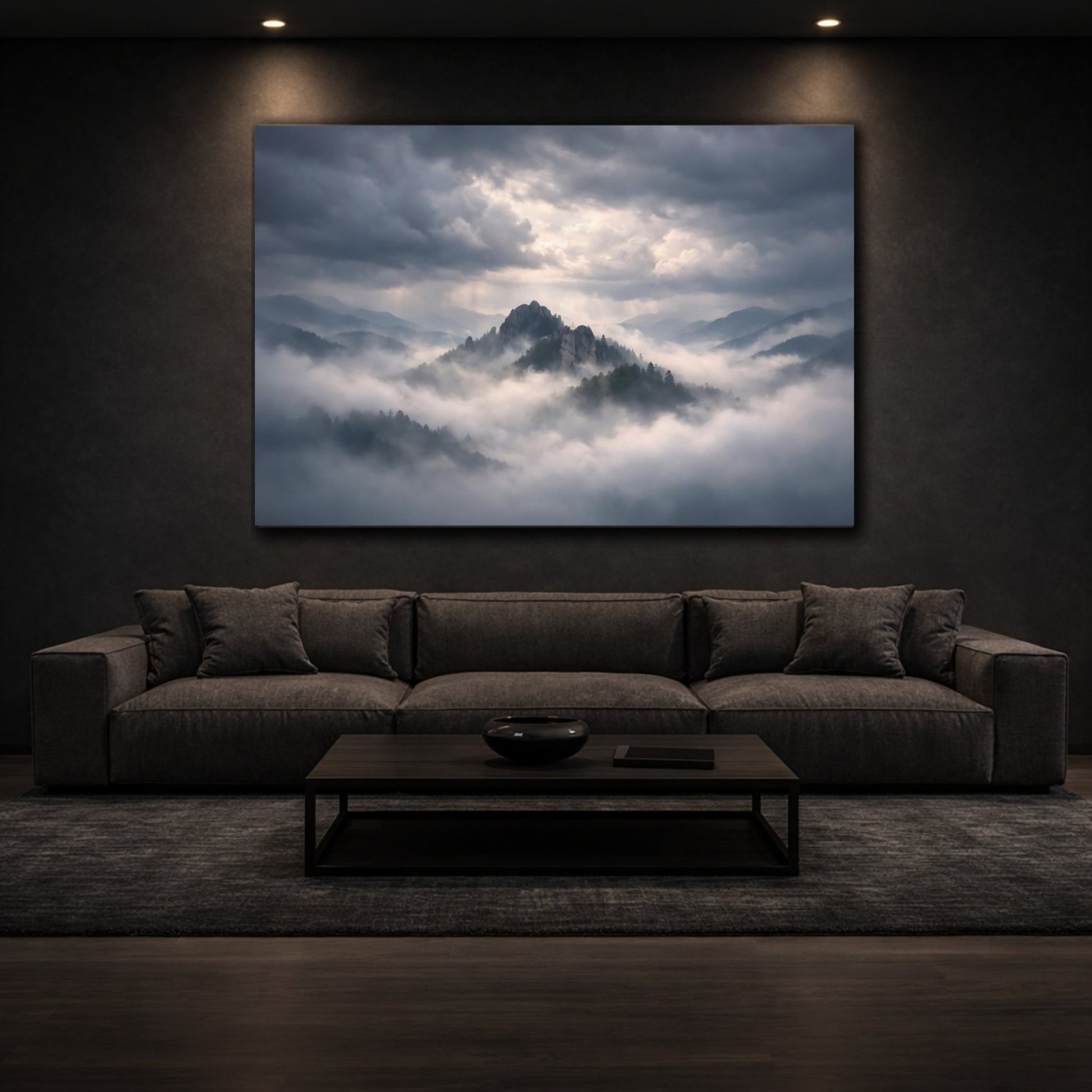 Nature Mountains Misty Landscape - Canvas Wall Art Print - YesArtYes