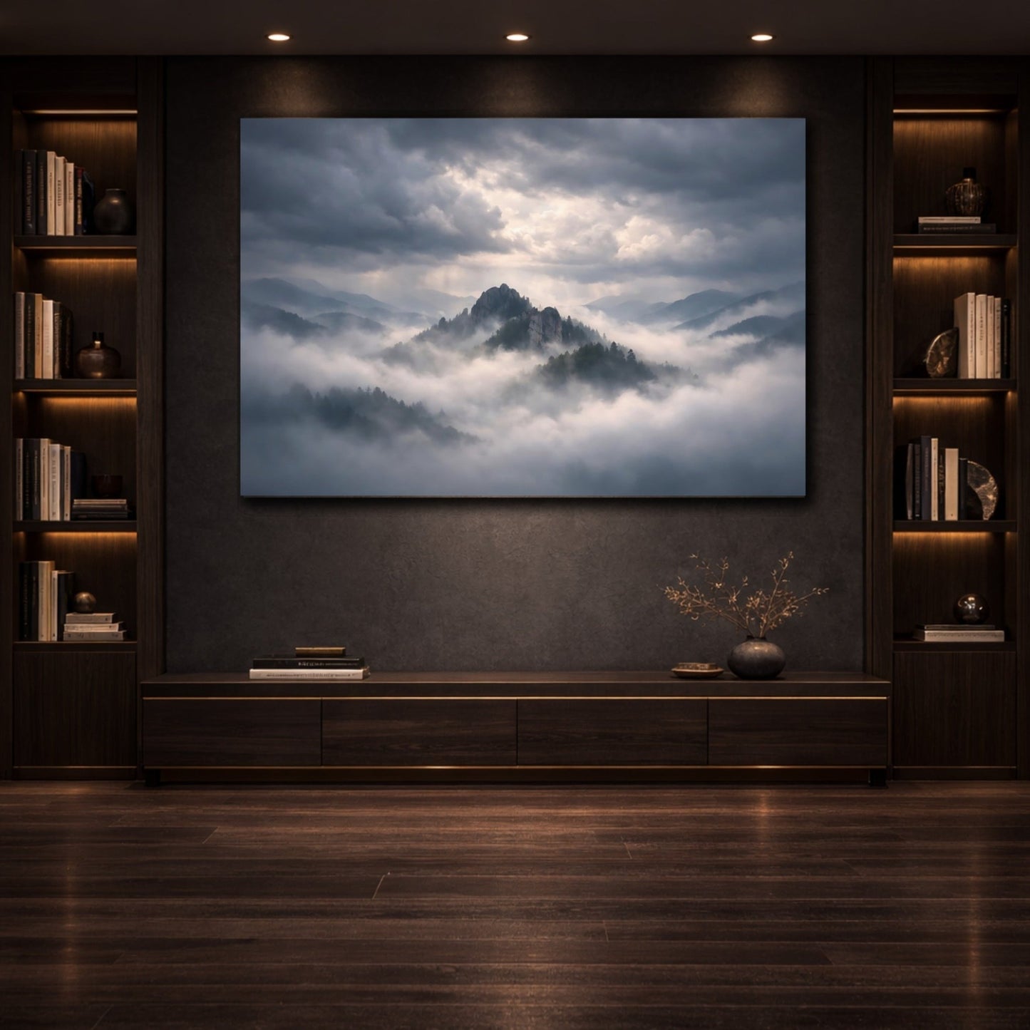 Nature Mountains Misty Landscape - Canvas Wall Art Print - YesArtYes