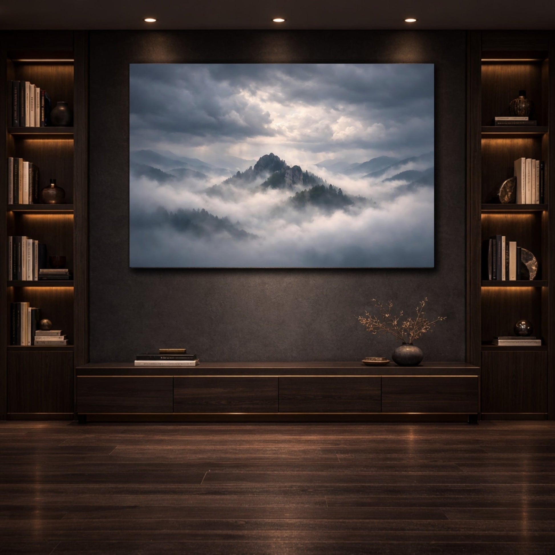 Nature Mountains Misty Landscape - Canvas Wall Art Print - YesArtYes
