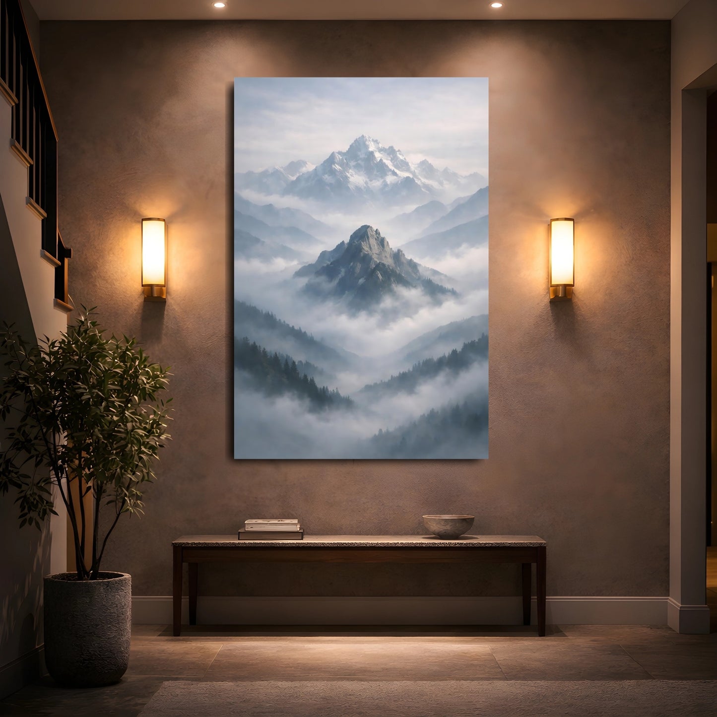Nature Mountains Misty Mountain Landscape shown as front canvas room wall art