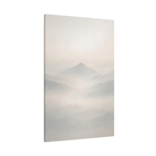 Main Mockup. Nature Mountains Misty Mountains shown as stretched canvas wall art