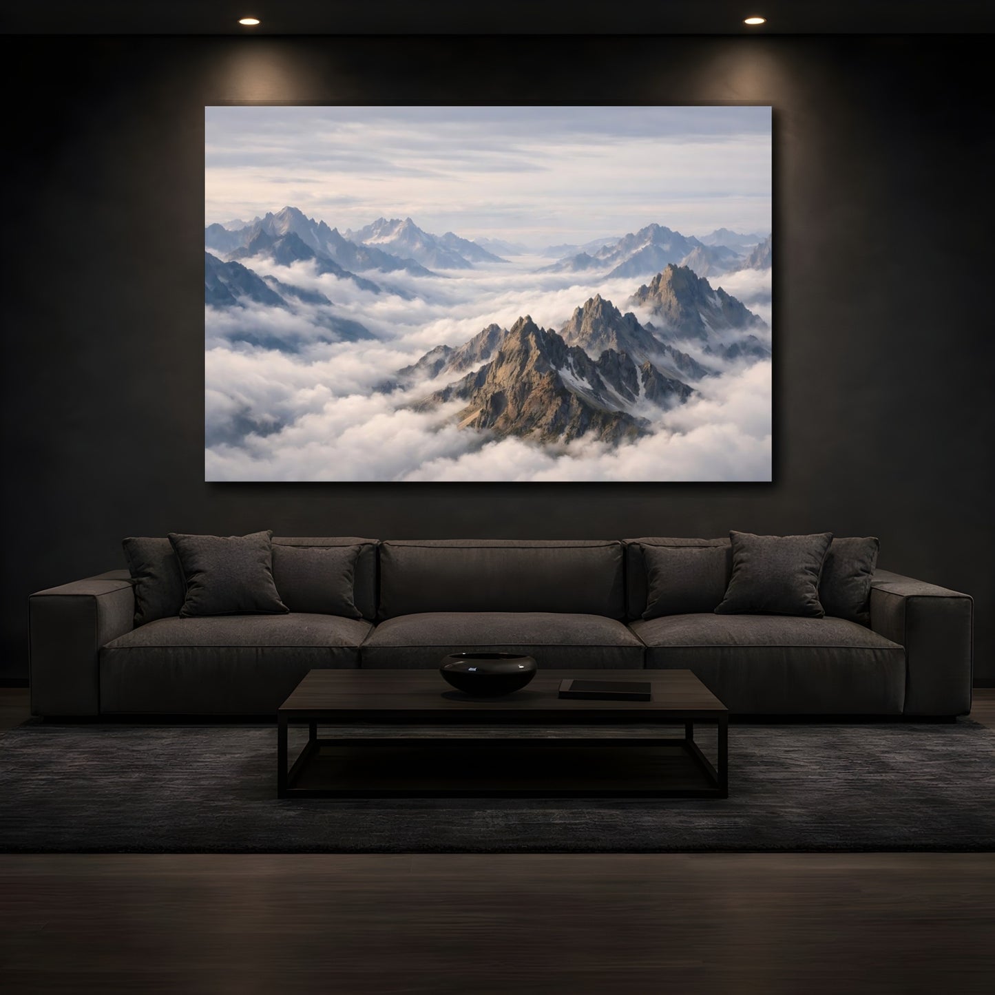 Mockup 2. Nature Mountains Mountain Landscape shown as stretched canvas wall art