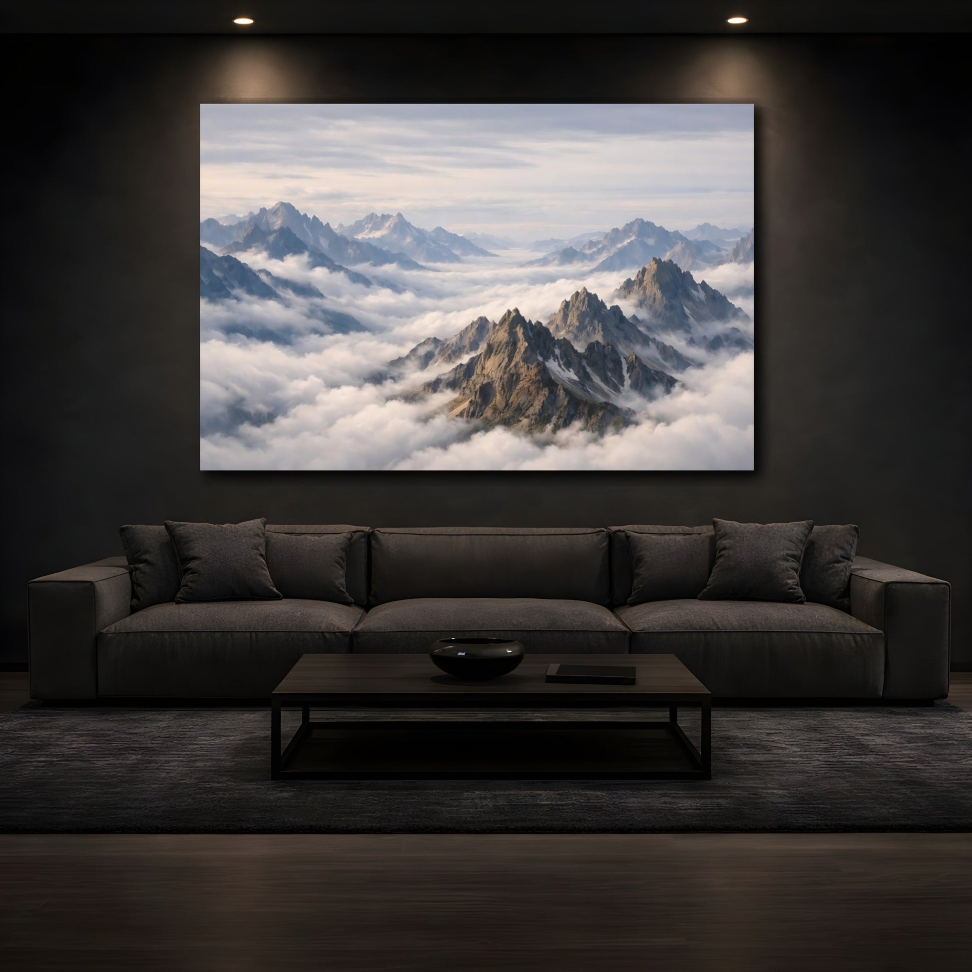 Mockup 2. Nature Mountains Mountain Landscape shown as stretched canvas wall art