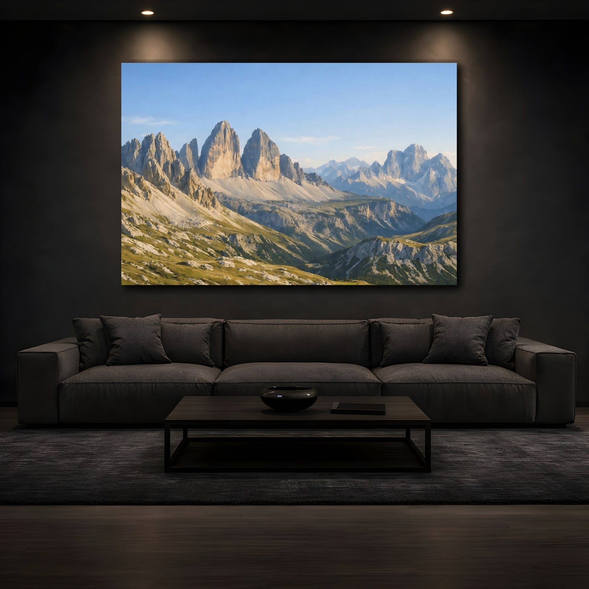 Mockup 2. Nature Mountains Mountain Landscape shown as stretched canvas wall art