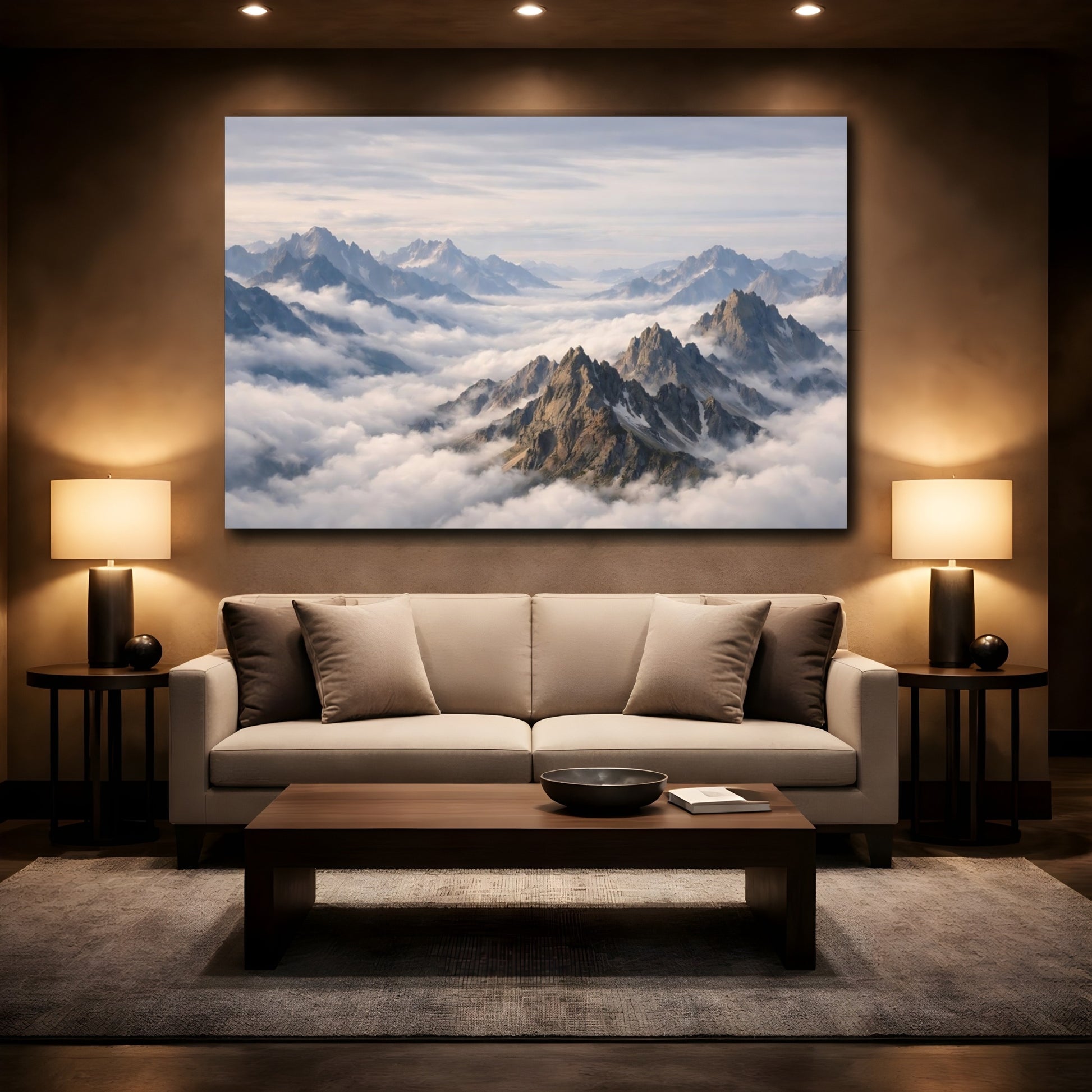 Mockup 3. Nature Mountains Mountain Landscape shown as stretched canvas wall art