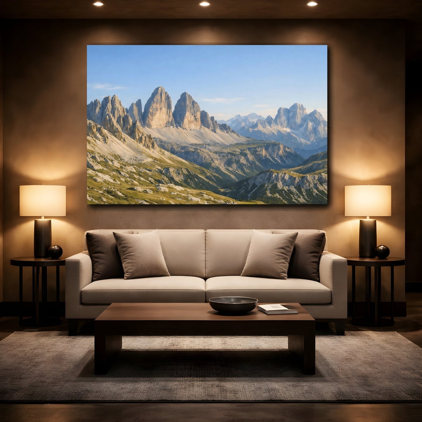 Mockup 3. Nature Mountains Mountain Landscape shown as stretched canvas wall art