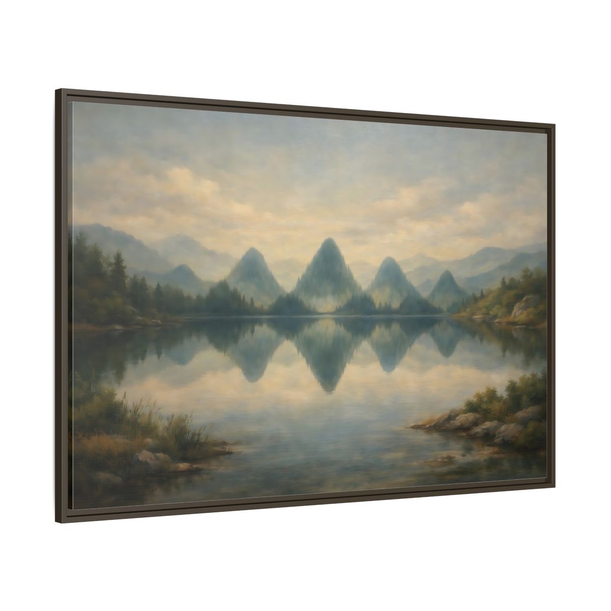 Main Mockup. Nature Mountains Muted Landscape shown as stretched canvas wall art