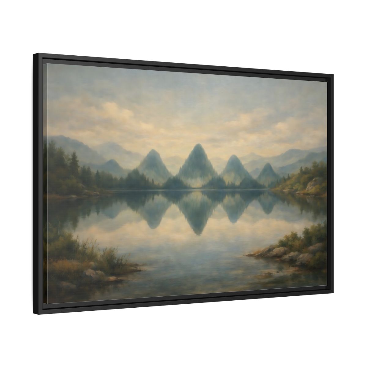 Side Mockup 13. Nature Mountains Muted Landscape shown as stretched canvas wall art