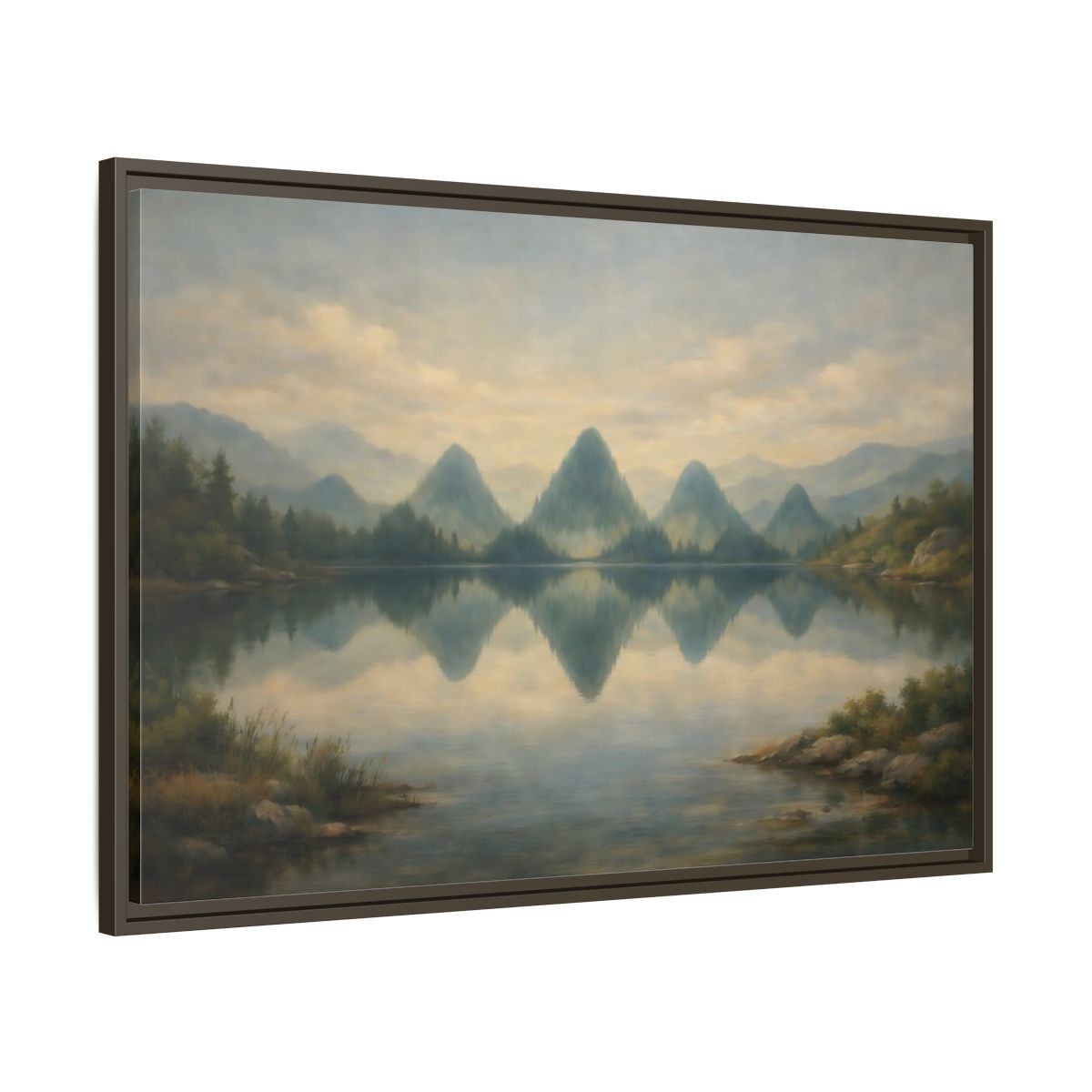 Side Mockup 9. Nature Mountains Muted Landscape shown as stretched canvas wall art
