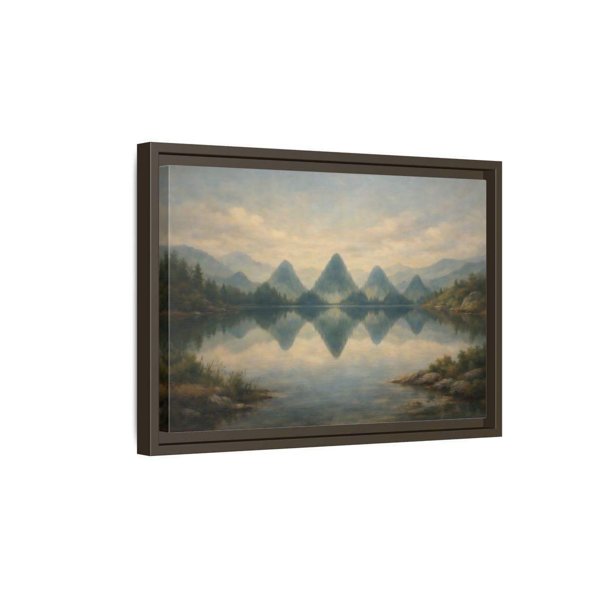 Side Mockup 5. Nature Mountains Muted Landscape shown as stretched canvas wall art