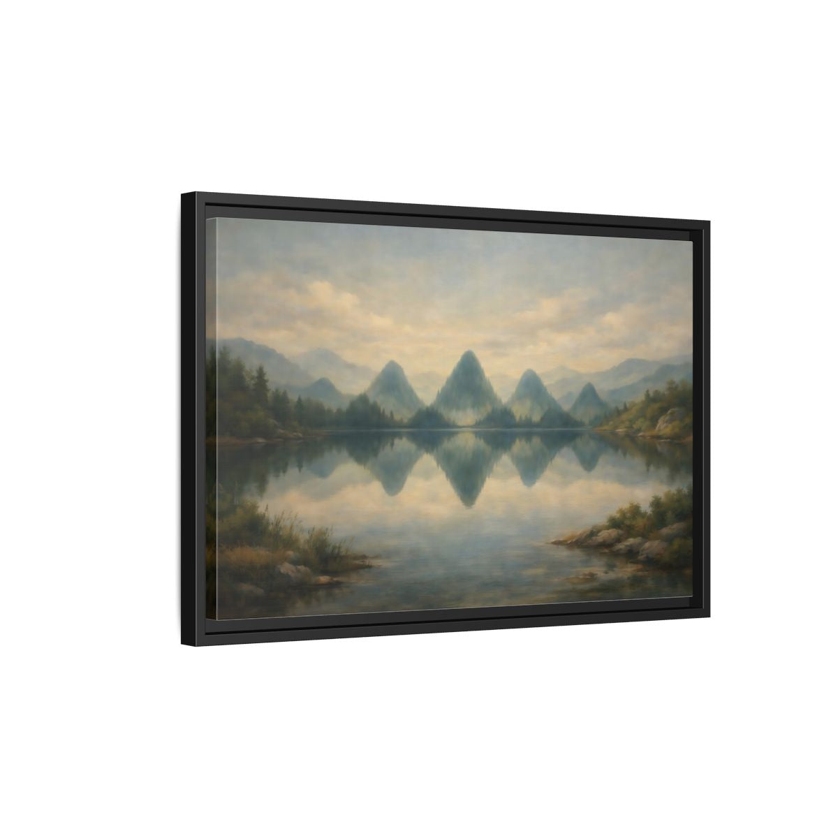 Side Mockup 3. Nature Mountains Muted Landscape shown as stretched canvas wall art