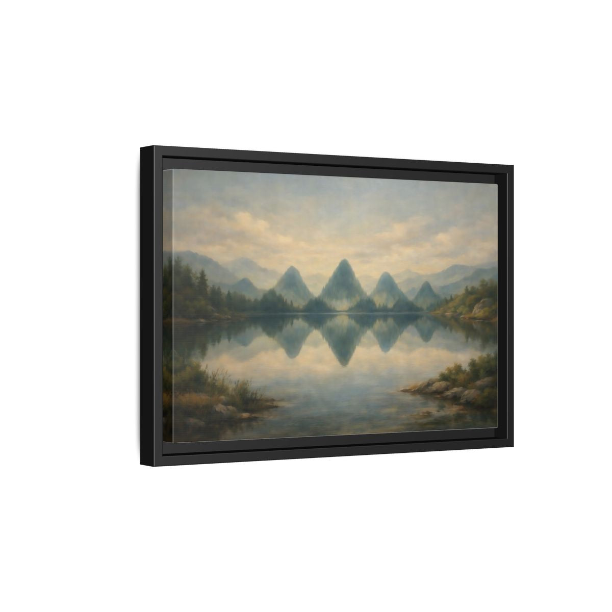 Side Mockup 6. Nature Mountains Muted Landscape shown as stretched canvas wall art