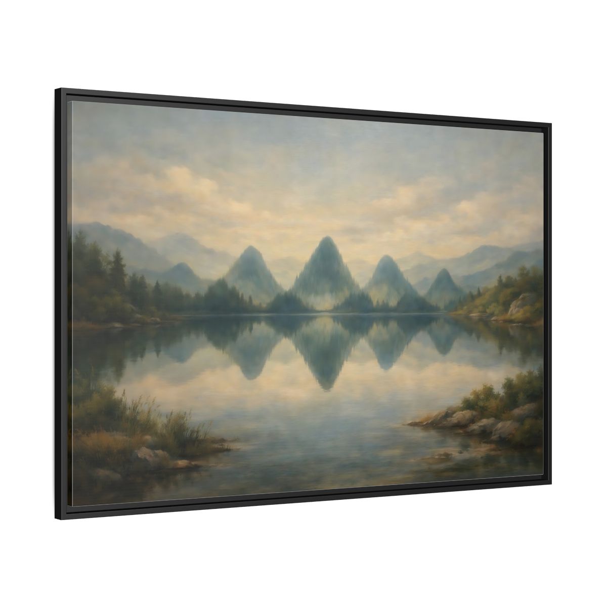 Side Mockup 12. Nature Mountains Muted Landscape shown as stretched canvas wall art