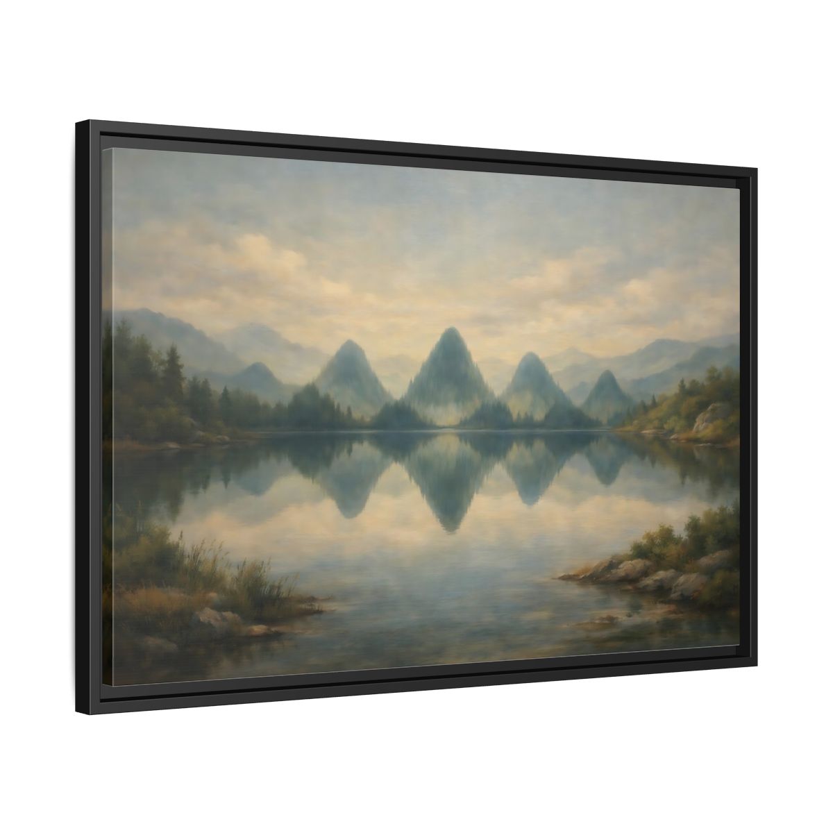 Side Mockup 14. Nature Mountains Muted Landscape shown as stretched canvas wall art