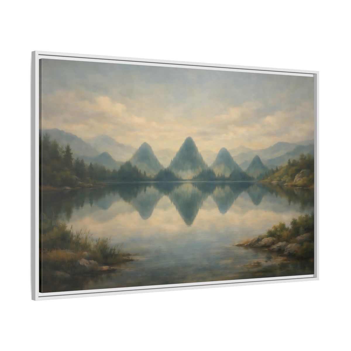 Side Mockup 7. Nature Mountains Muted Landscape shown as stretched canvas wall art