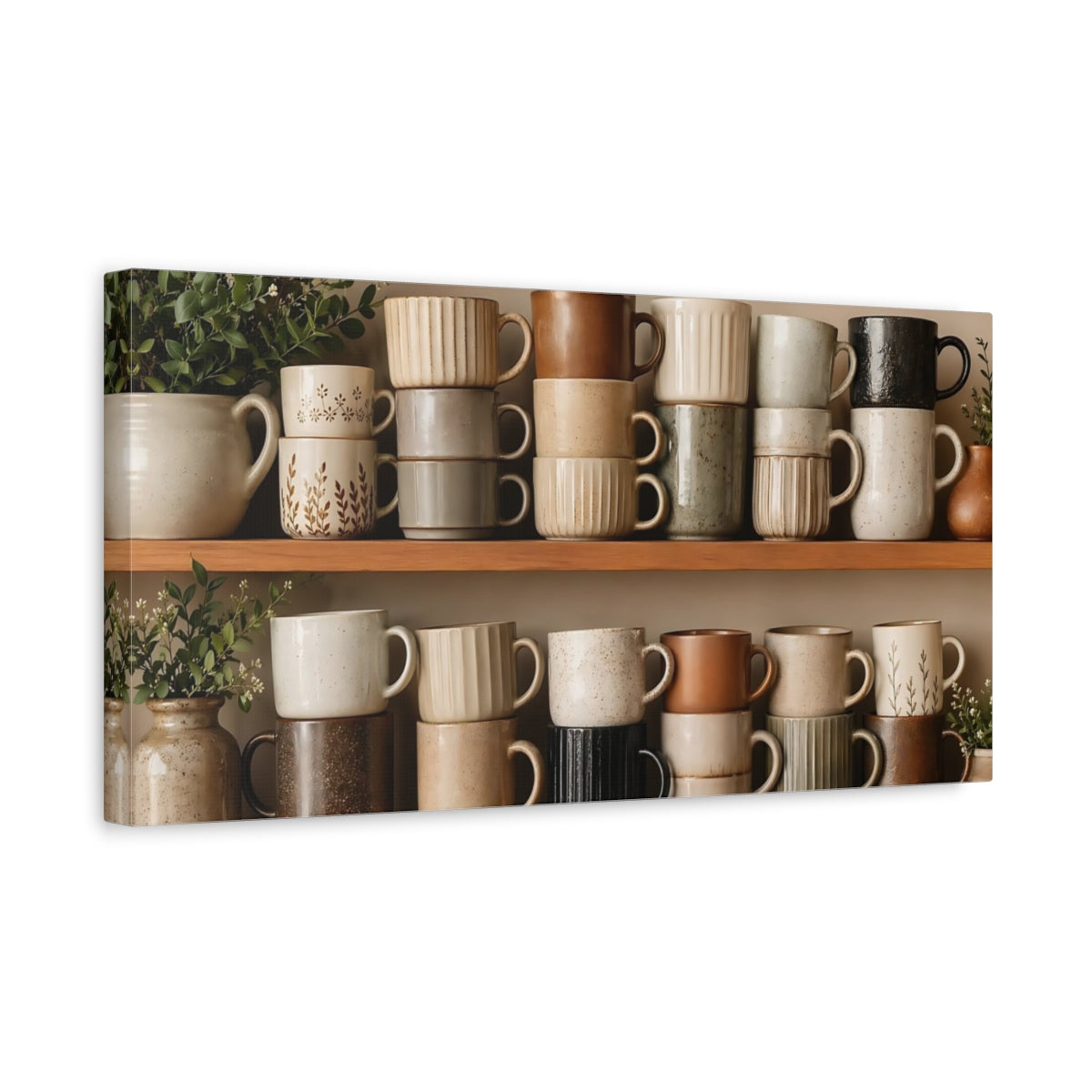 Side Mockup 3. Nature Mugs Neutral Mugs shown as stretched canvas wall art