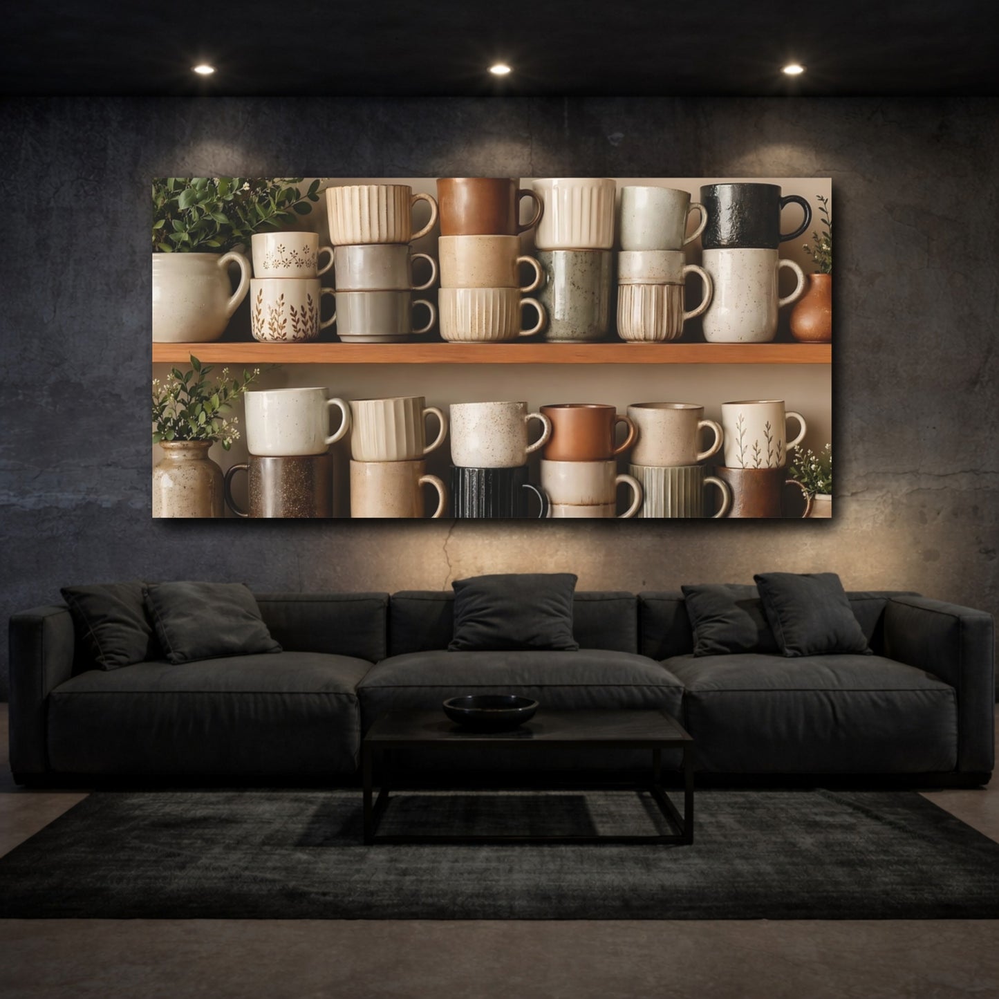 Mockup 2. Nature Mugs Neutral Mugs shown as stretched canvas wall art