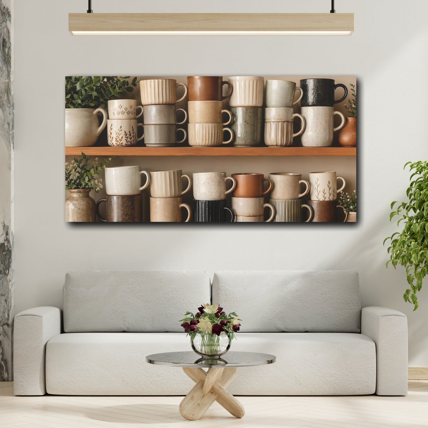 Mockup 3. Nature Mugs Neutral Mugs shown as stretched canvas wall art