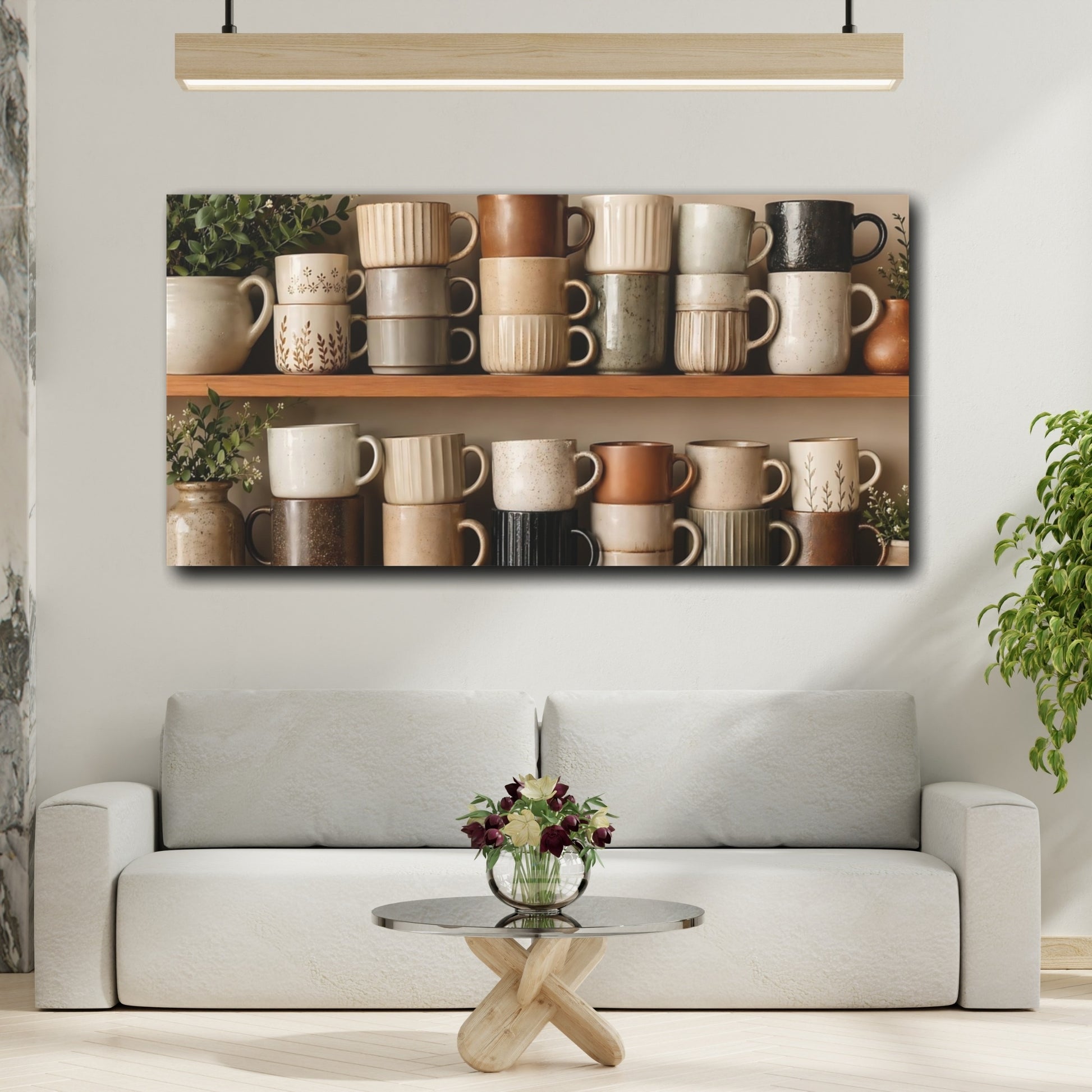 Mockup 3. Nature Mugs Neutral Mugs shown as stretched canvas wall art