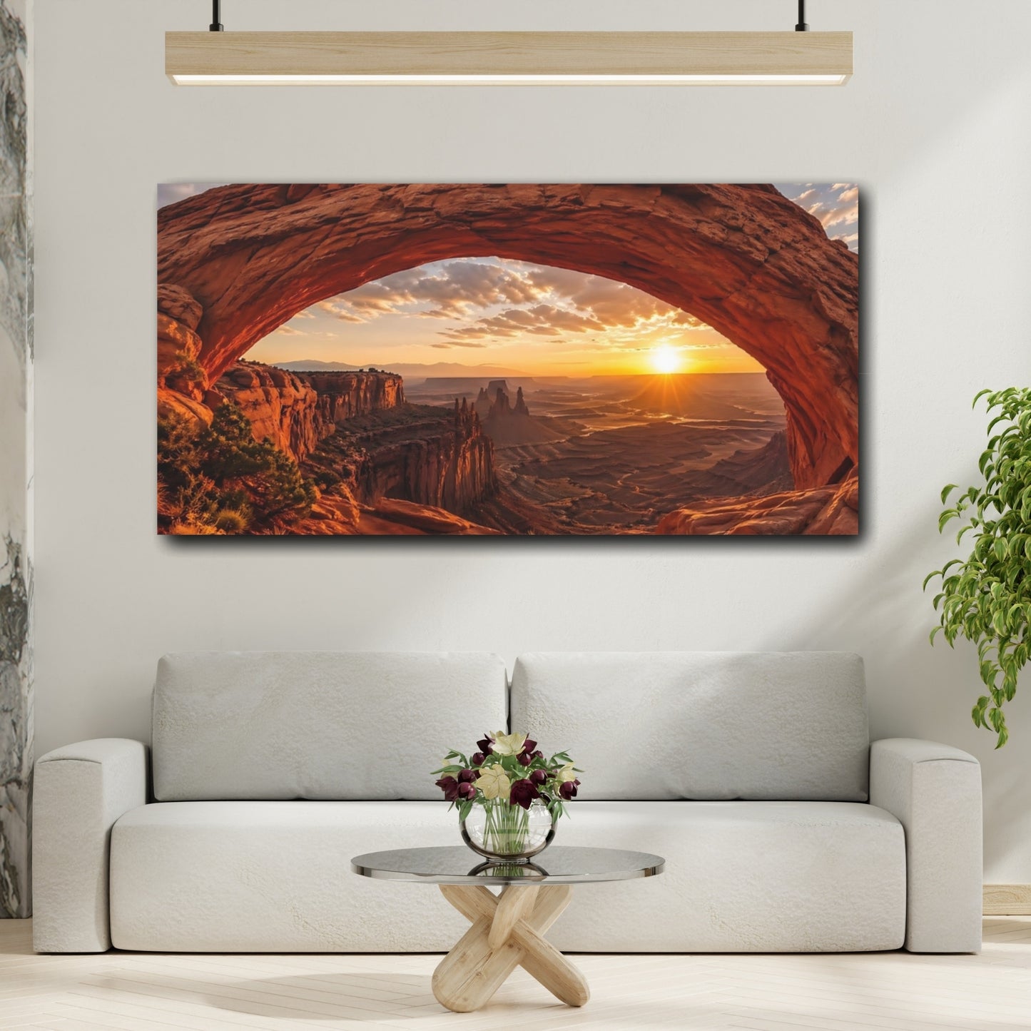 Mockup 4. Nature Natural Arch Desert Sunset shown as stretched canvas wall art