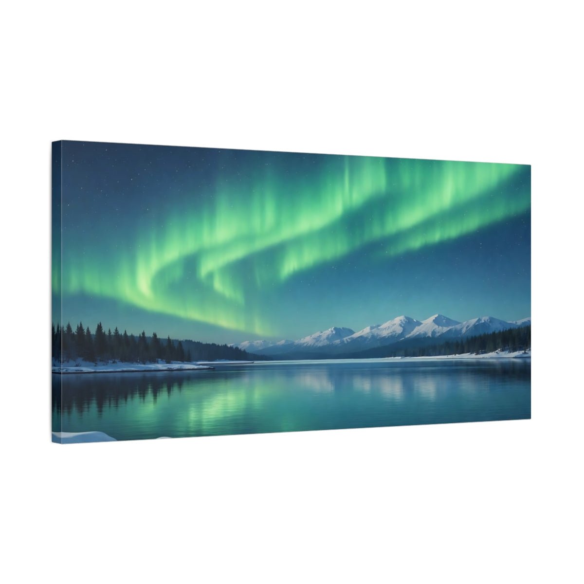 Nature Northern Lights Green And Blue - Canvas Wall Art Print - YesArtYes