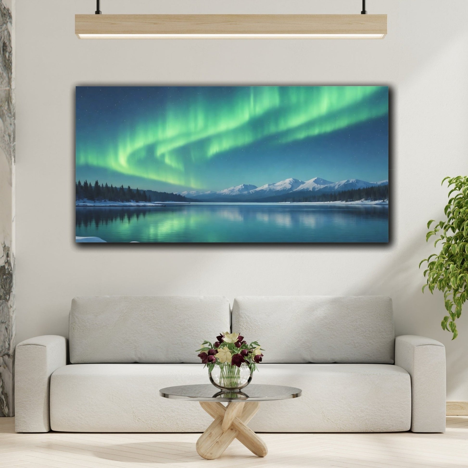 Nature Northern Lights Green And Blue - Canvas Wall Art Print - YesArtYes