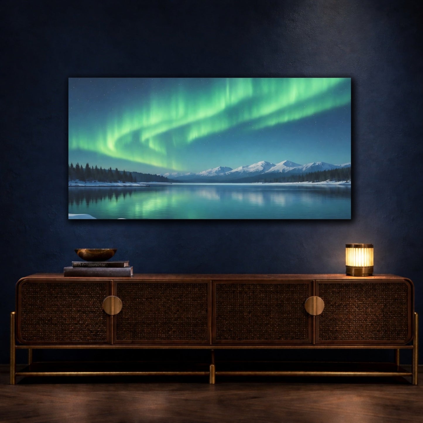 Nature Northern Lights Green And Blue - Canvas Wall Art Print - YesArtYes