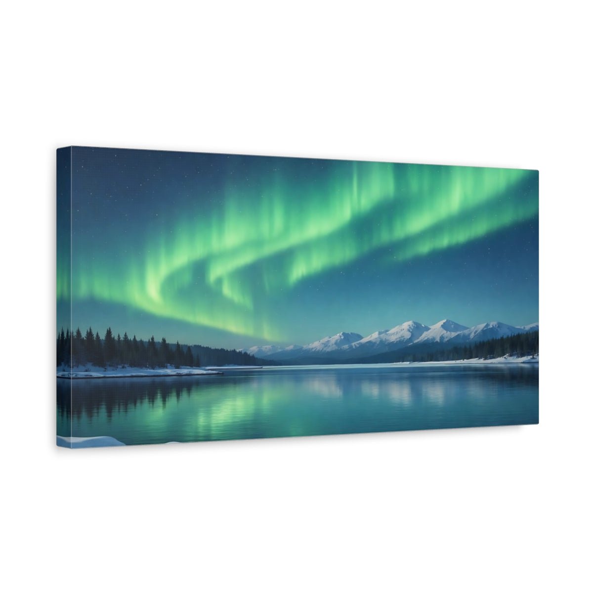 Nature Northern Lights Green And Blue - Canvas Wall Art Print - YesArtYes