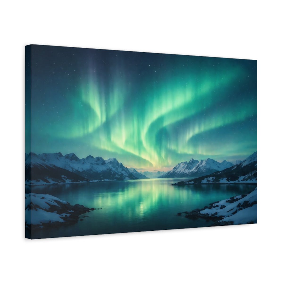 Nature Northern Lights Green Aurora Landscape - Canvas Wall Art Print - YesArtYes