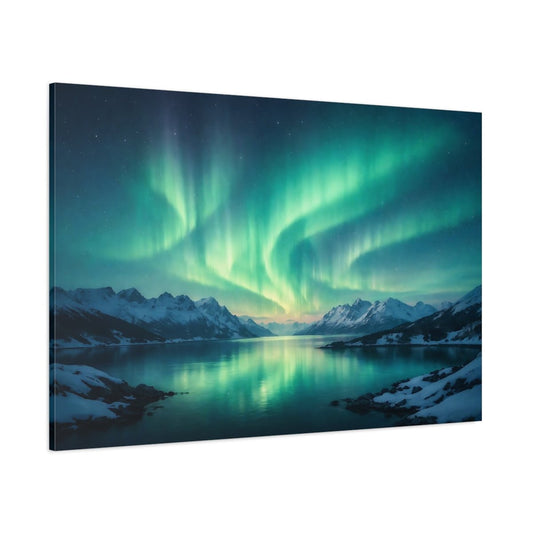 Nature Northern Lights Green Aurora Landscape - Canvas Wall Art Print - YesArtYes
