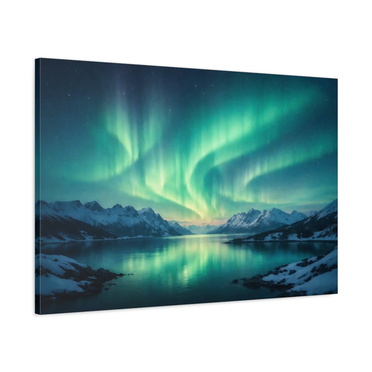 Nature Northern Lights Green Aurora Landscape - Canvas Wall Art Print - YesArtYes