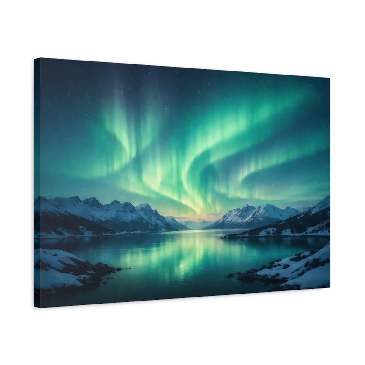 Nature Northern Lights Green Aurora Landscape - Canvas Wall Art Print - YesArtYes