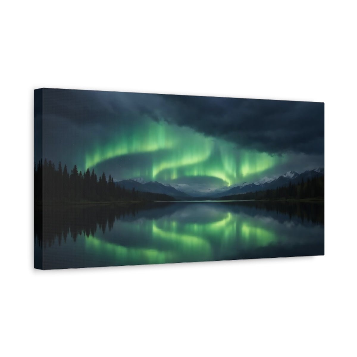 Nature Northern Lights Green - Canvas Wall Art Print - YesArtYes