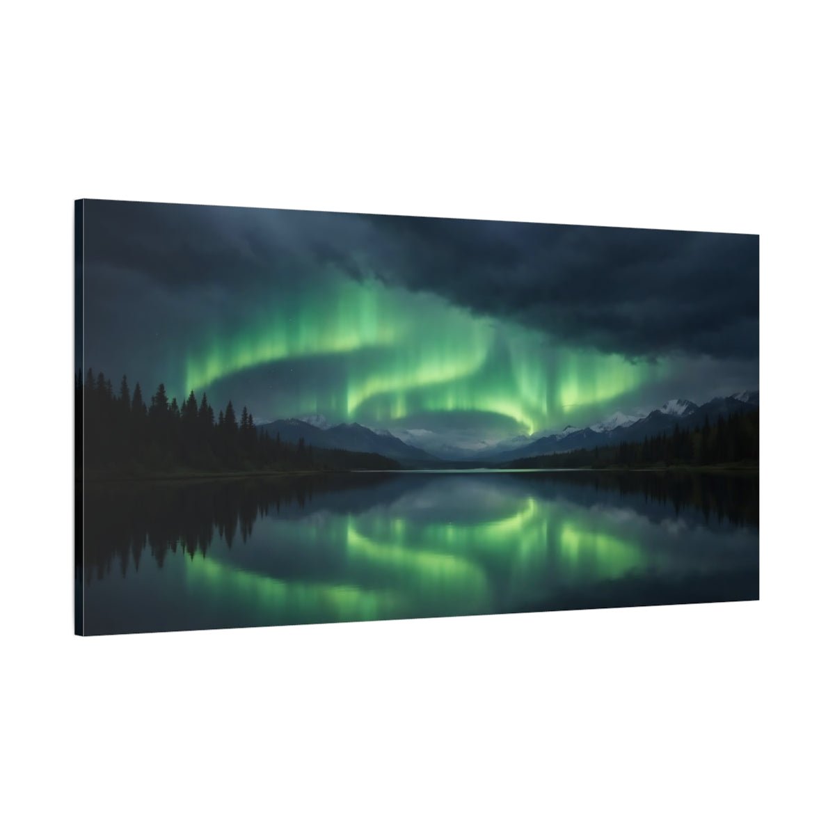 Nature Northern Lights Green - Canvas Wall Art Print - YesArtYes