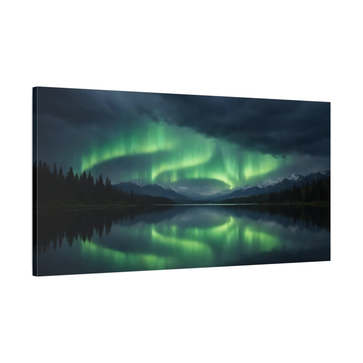 Nature Northern Lights Green - Canvas Wall Art Print - YesArtYes