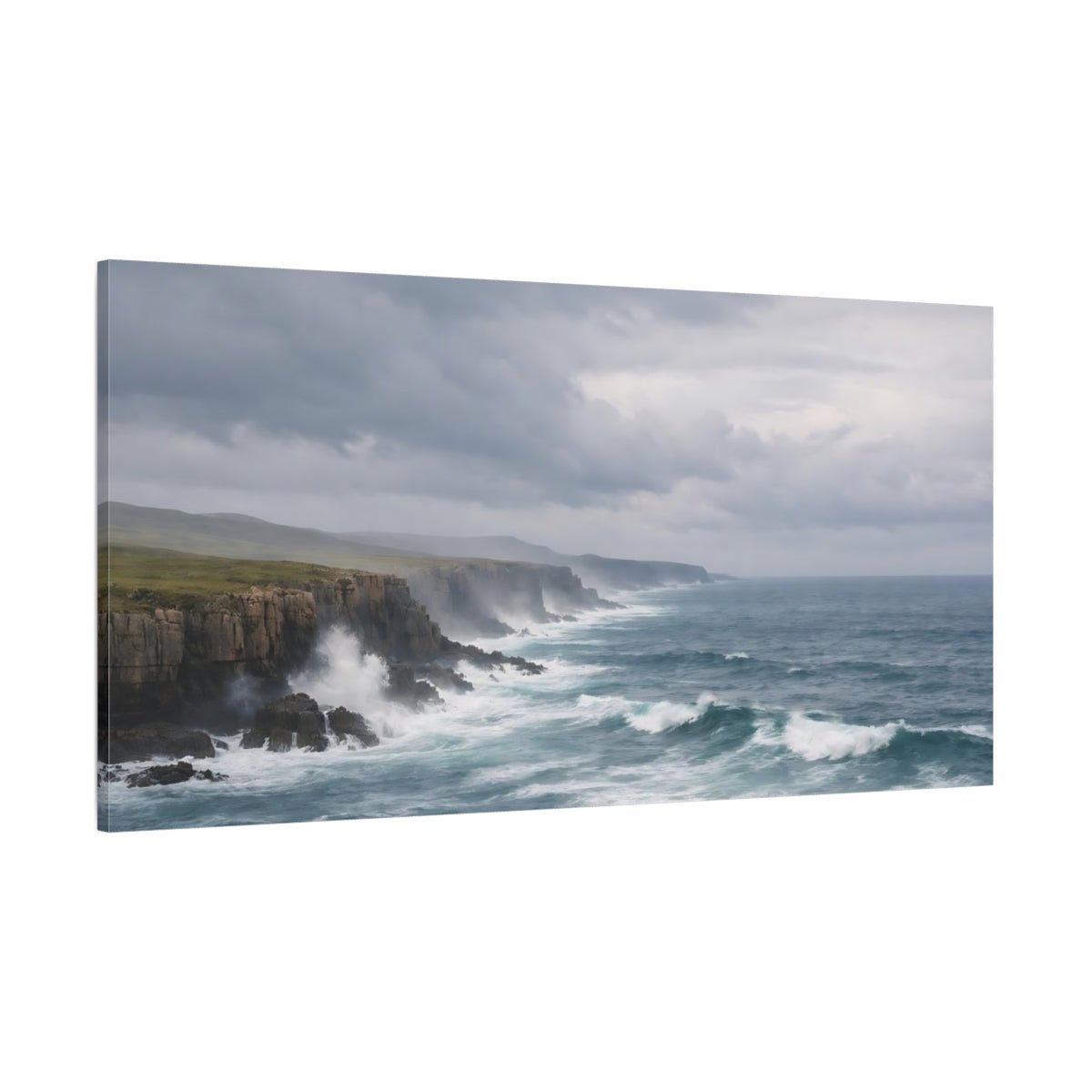 Nature Ocean Cliffs Blue And Gray - Canvas Wall Art Print - YesArtYes