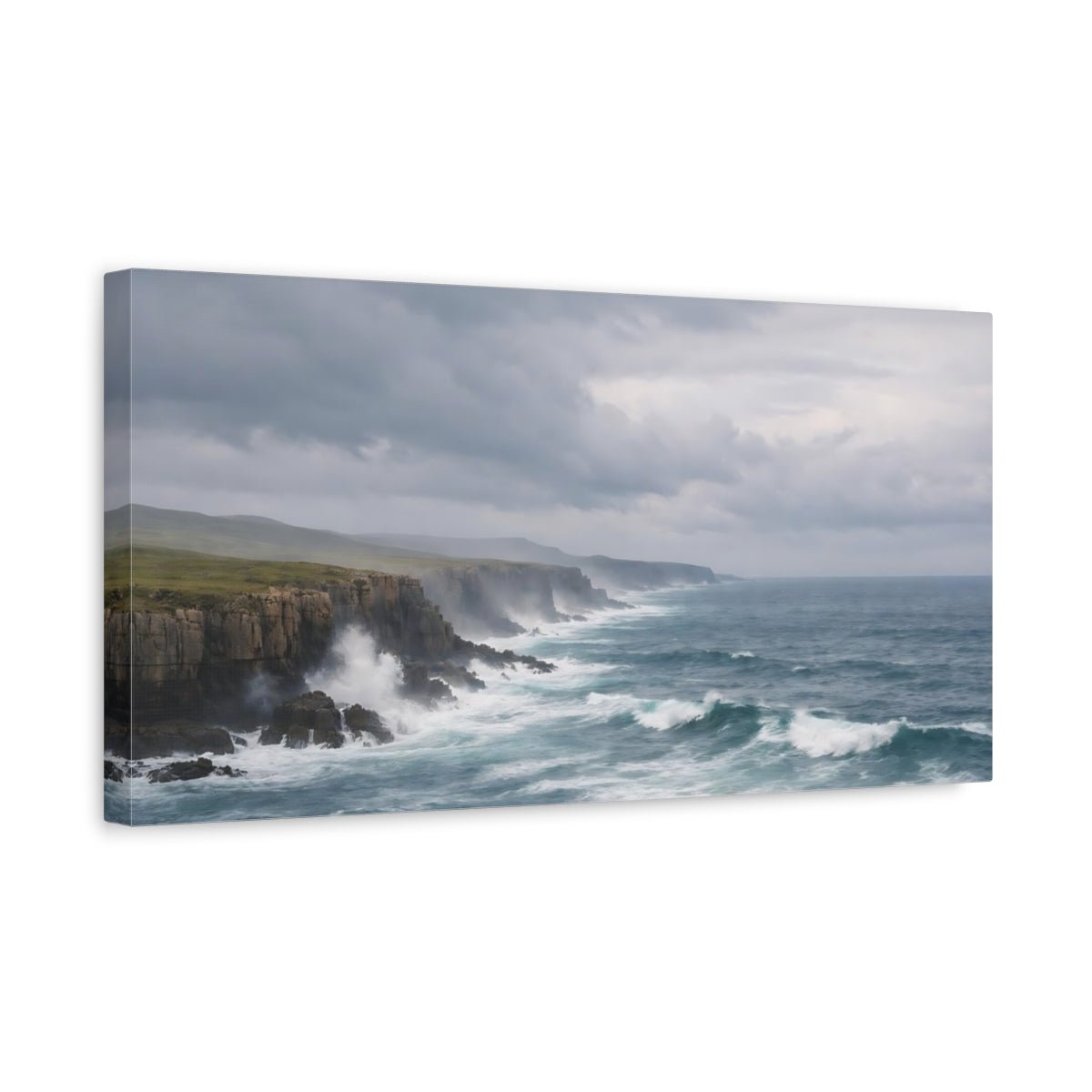 Nature Ocean Cliffs Blue And Gray - Canvas Wall Art Print - YesArtYes