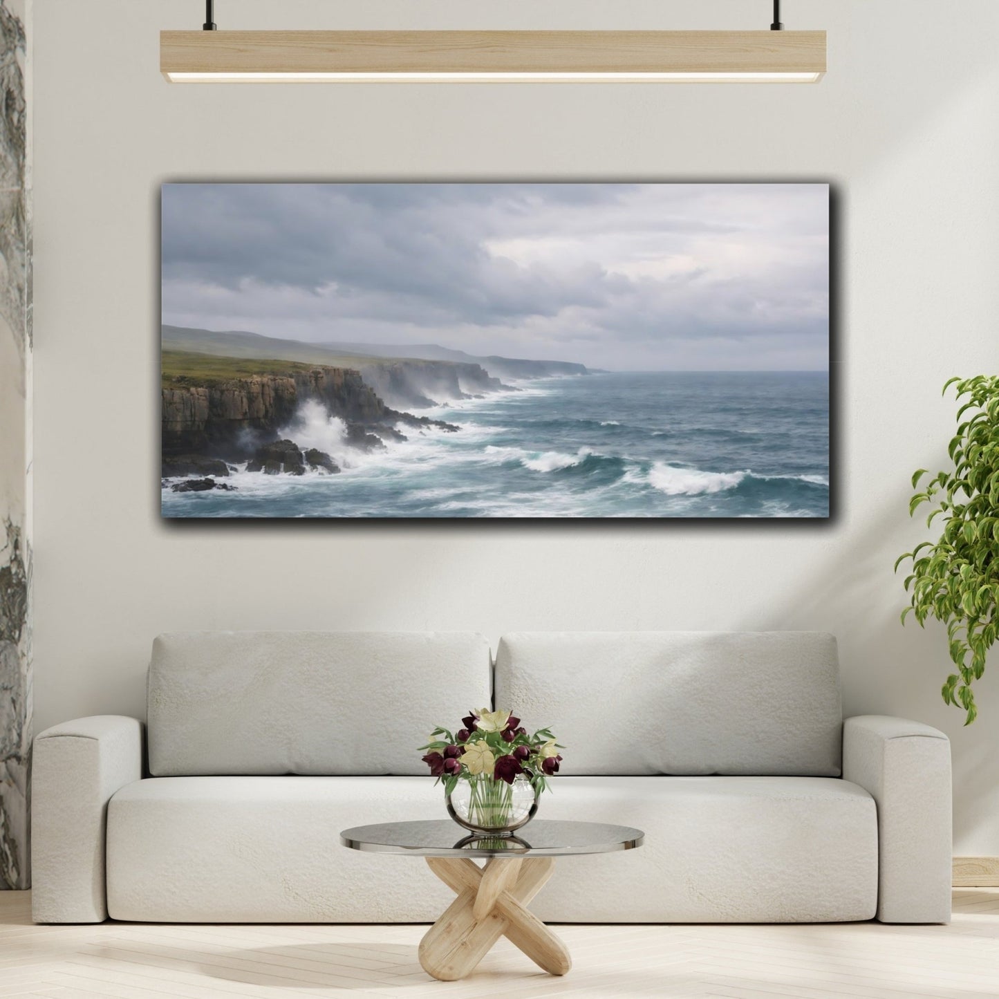 Nature Ocean Cliffs Blue And Gray - Canvas Wall Art Print - YesArtYes