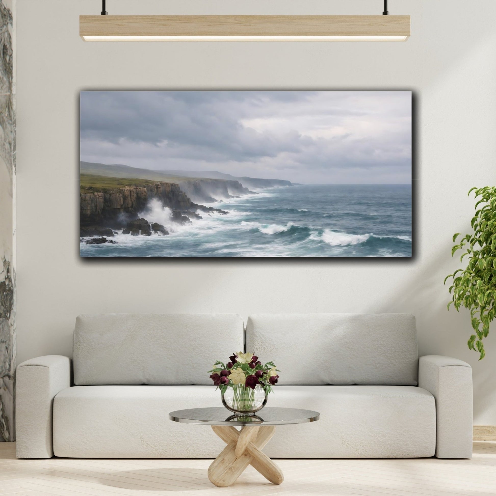 Nature Ocean Cliffs Blue And Gray - Canvas Wall Art Print - YesArtYes