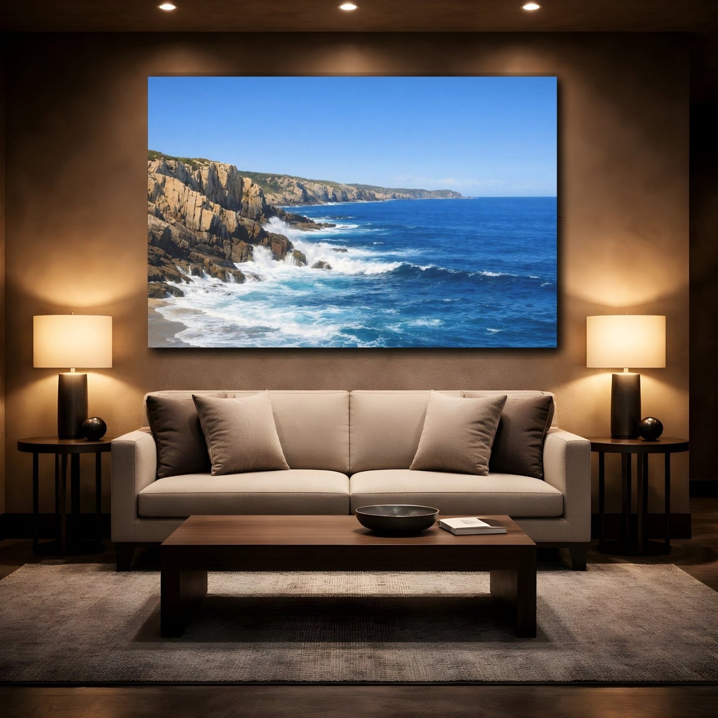 Nature Ocean Cliffs Blue - Canvas Wall Art Print - YesArtYes