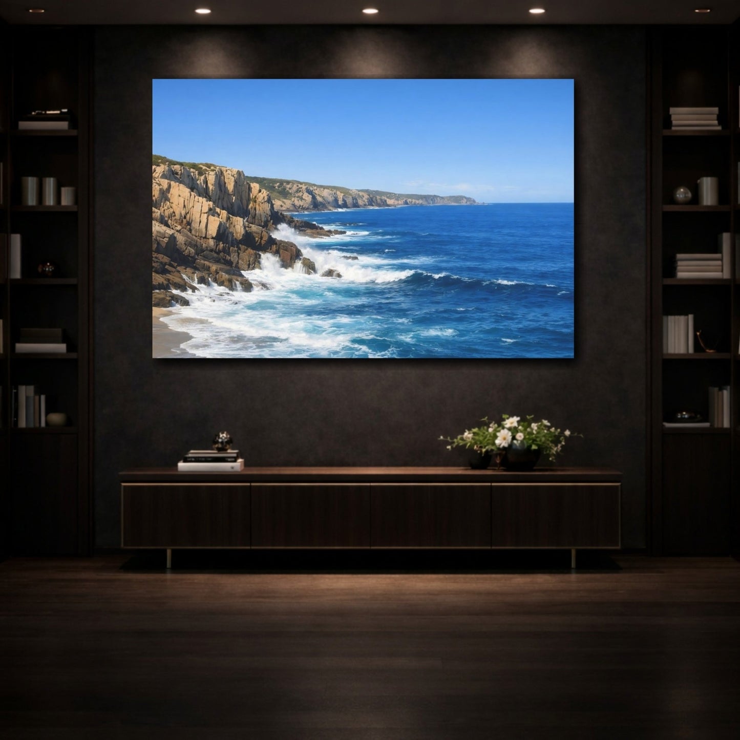 Nature Ocean Cliffs Blue - Canvas Wall Art Print - YesArtYes
