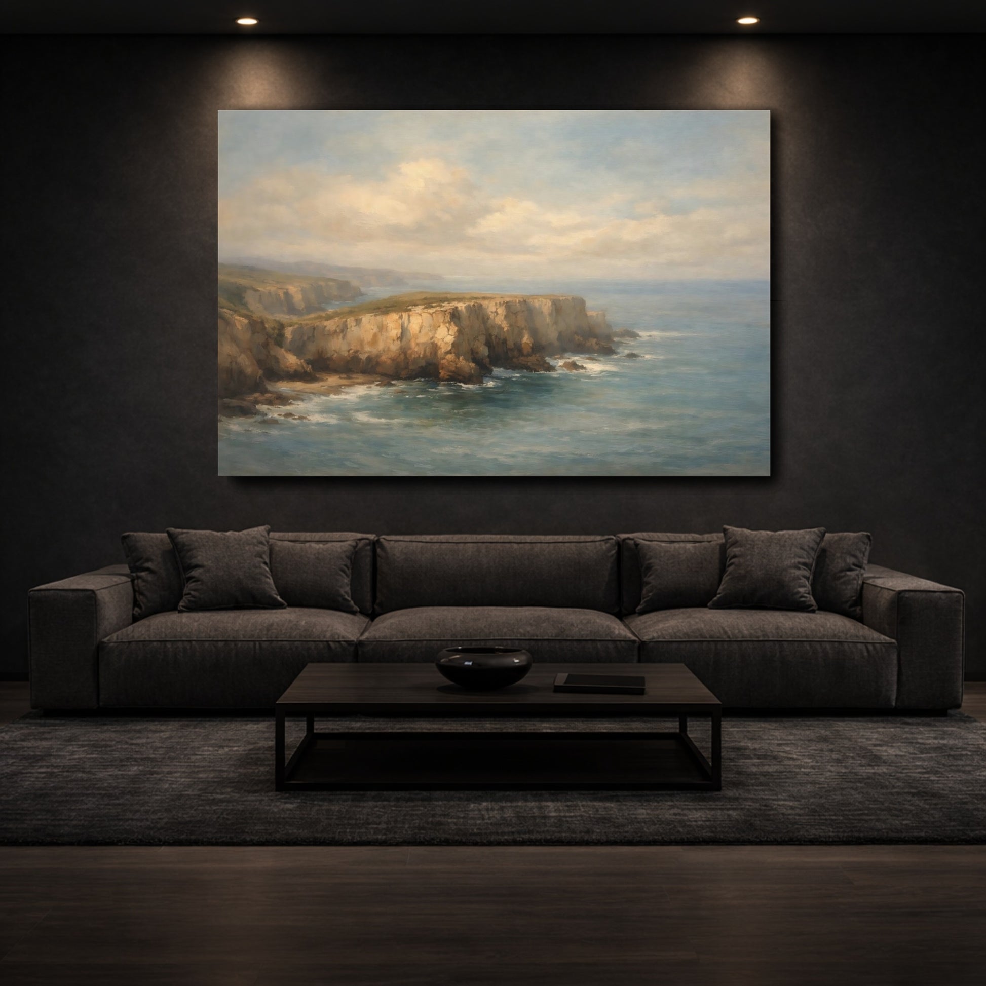Mockup 2. Nature Ocean Cliffs Coastal Cliffs shown as stretched canvas wall art