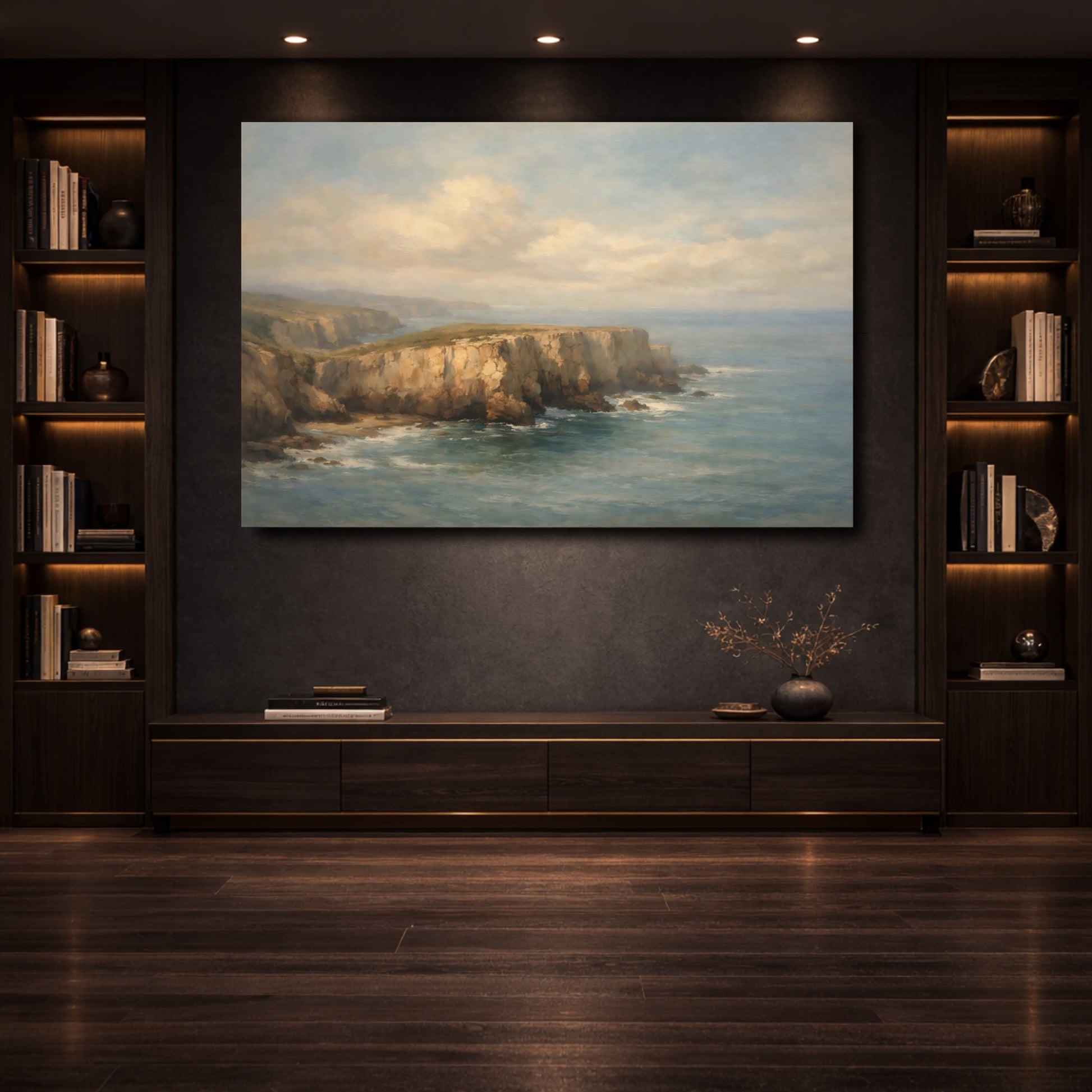 Mockup 3. Nature Ocean Cliffs Coastal Cliffs shown as stretched canvas wall art