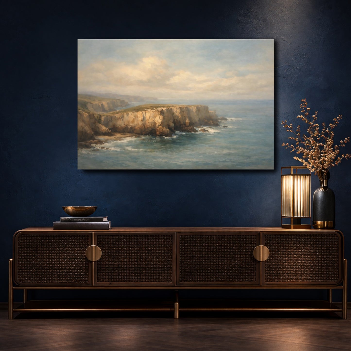 Mockup 4. Nature Ocean Cliffs Coastal Cliffs shown as stretched canvas wall art