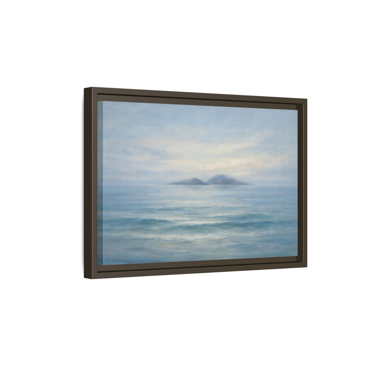 Side Mockup 5. Nature Ocean Islands Misty Ocean shown as stretched canvas wall art