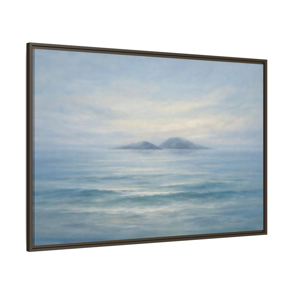 Main Mockup. Nature Ocean Islands Misty Ocean shown as stretched canvas wall art